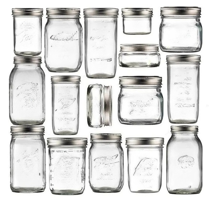 Meal Prep Jar Salad - 蓋付きメイソンジャー1個、缶詰用広口ガラス瓶、センターピース、ピクルス、保存、食品の準備、サラダ、ジャム用