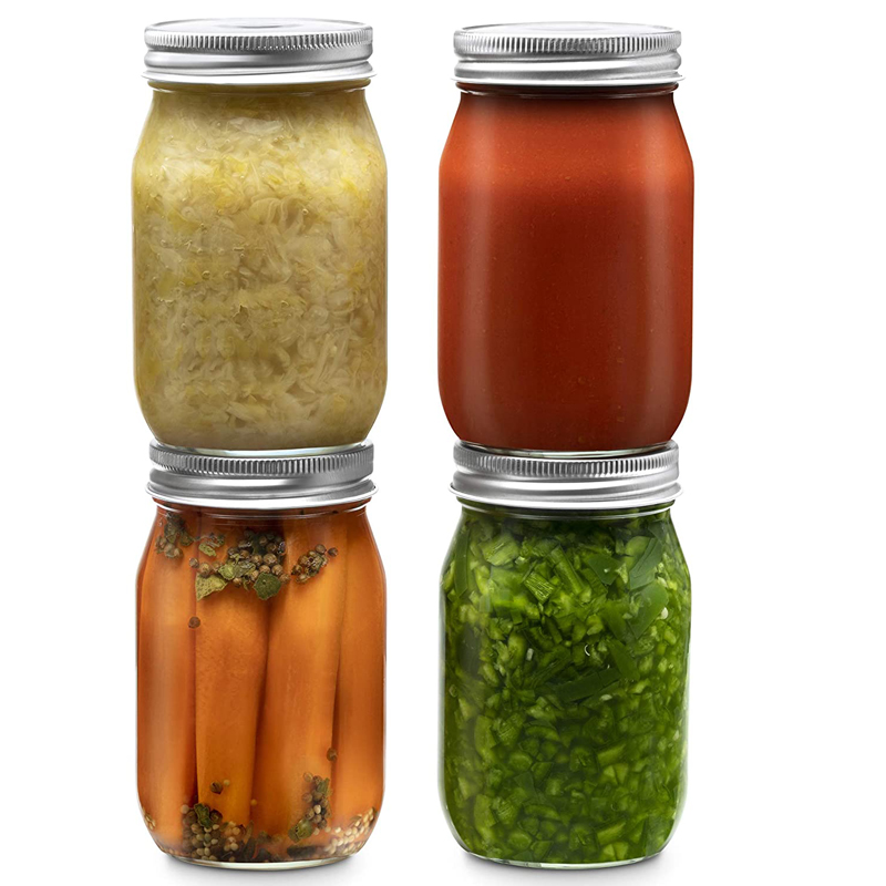 Meal Prep Jar Salad - 食事の準備、食品貯蔵、缶詰、飲用、ドライフード、スパイス、サラダ、ヨーグルト用の通常の口のメイソンジャーと蓋 (1個)