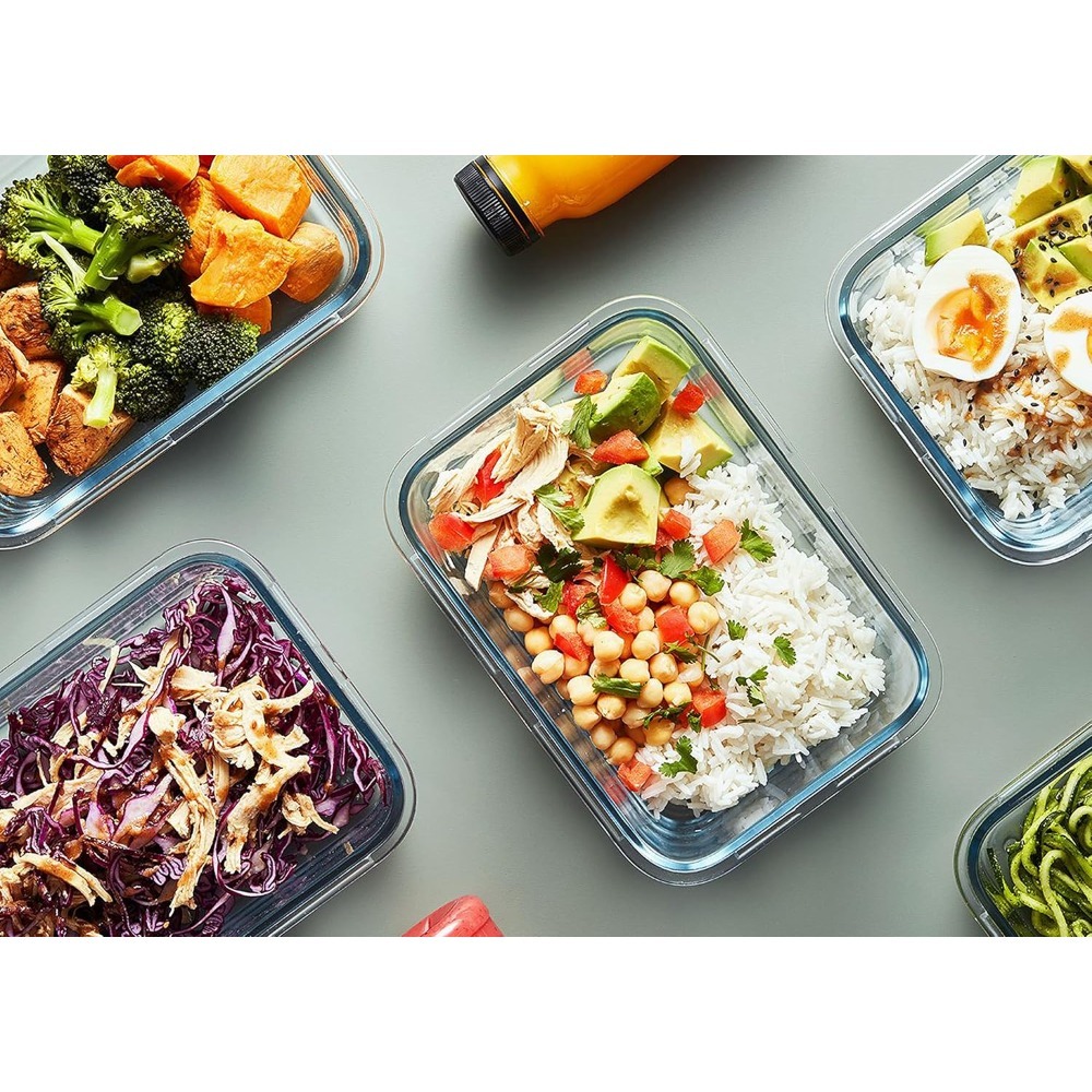 Meal Prep Glass Containers With Lids - 家具 [10個セット] ガラス製ミールプレップ容器 蓋付き、MCIRCO スナップロック式蓋付き食品保存容器、気密