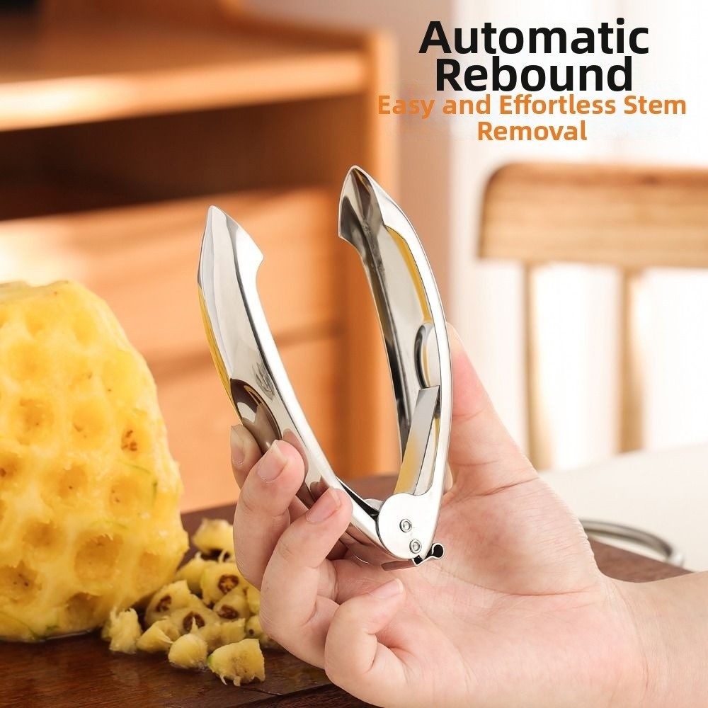 Pineapple Corer Slicer - ステンレス製パイナップルピンセット 効率的防錆パイナップル芯抜き スムーズハンドル付き クリエイティブフルーツステムリムーバー 野菜用