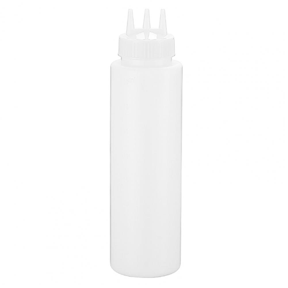 Sauce Squeeze Bottle - プラスチック製の絞り出し式ソースボトル、新しい絞り出し可能な目盛り付きジャム容器、サラダ用3ノズルグレービーボート