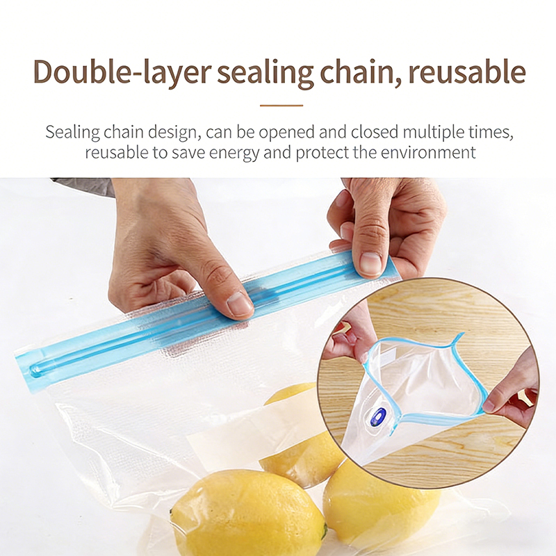 Meal Prep Ziplock - 新しい再利用可能な真空シーラーバッグ、ジップロック付きBPAフリー食品保存袋、真空調理や冷凍庫用