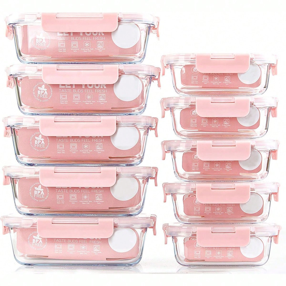 Meal Prep Glass Containers With Lids - 10個入りガラス製ミールプレップ容器、蓋付き食品保存容器、気密ガラスランチボックス、電子レンジ、オーブン、冷凍庫、食洗機対応