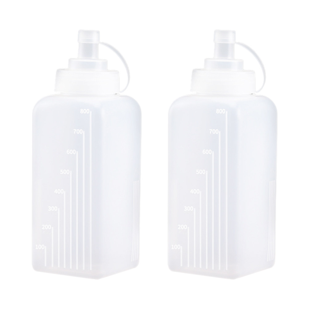 Sauce Squeeze Bottle - 2 個のプラスチックスクイーズボトル広口漏れ防止キッチンソースディスペンサー家庭用サラダドレッシングジャム蜂蜜保存用