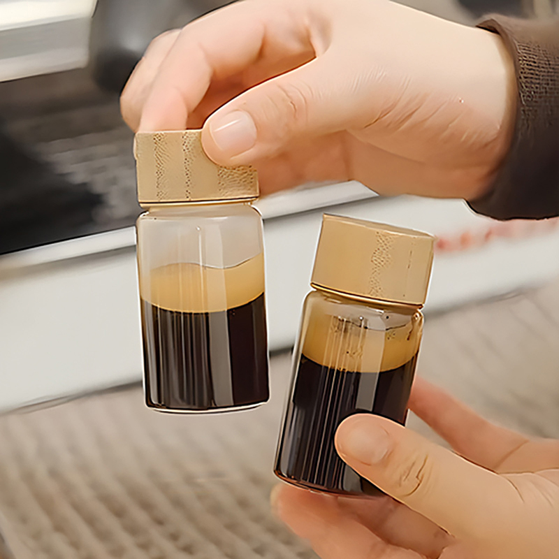 Meal Prep Juice Bottles - ふた付きミニガラス瓶,コーヒー濃縮物ミルクジュース,漏れ防止メイソンジャー,ポータブル空ジャー,20 ml, 25 ml, 30ml