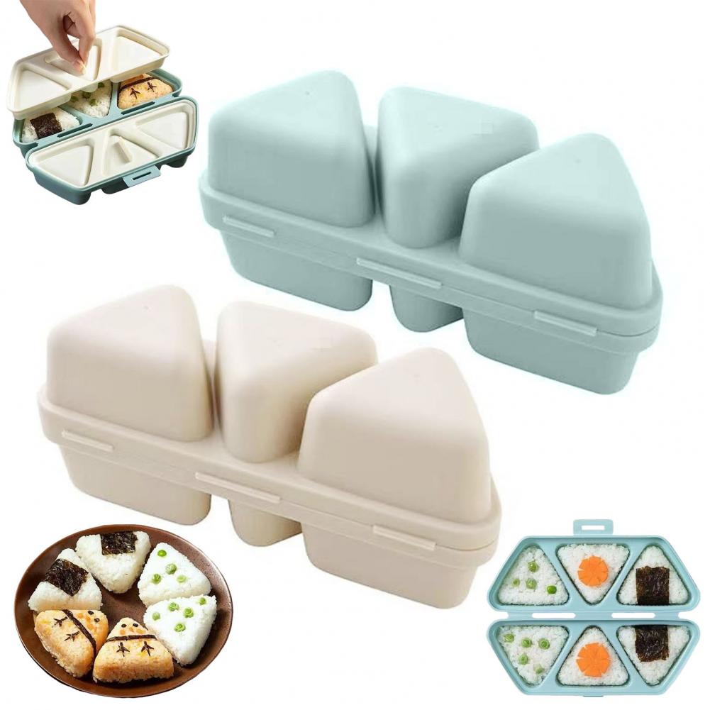 Meal Prep With Rice - 6つの三角形の団子型が付いた2-in-1弁当箱、蓋付きランチ容器、食事準備、ピクニック、学校給食用
