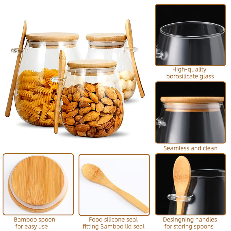 スプーンと蓋付きのガラスジャー、透明なスパイスジャー、小さな - Meal Prep Glass Containers With Lids のレビューと価格