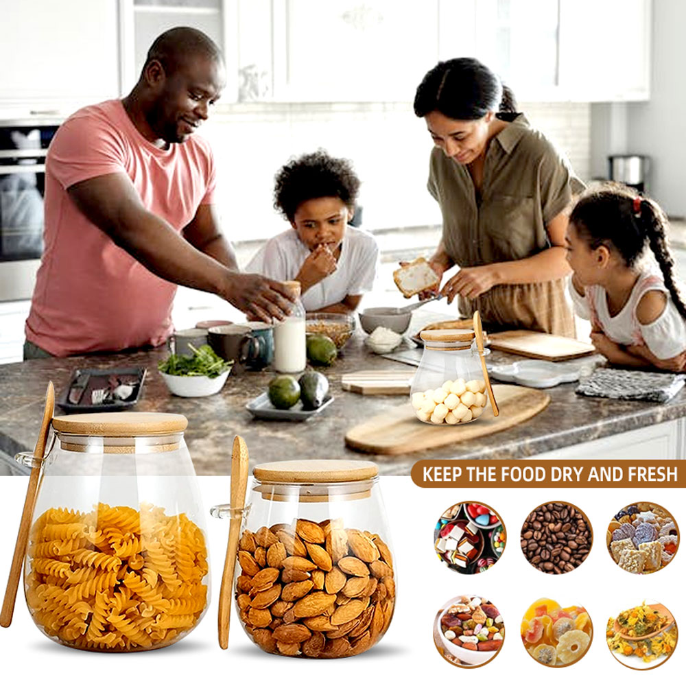 スプーンと蓋付きのガラスジャー、透明なスパイスジャー、小さな - Meal Prep Glass Containers With Lids のレビューと価格