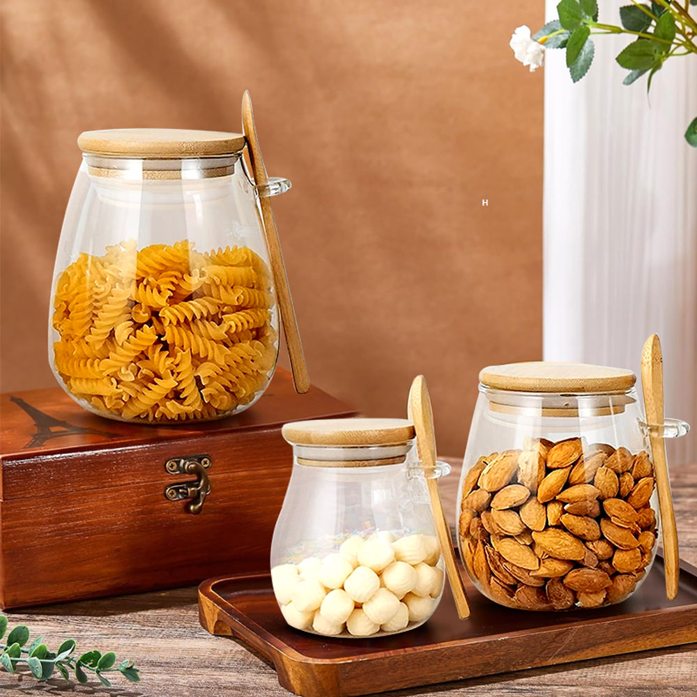 スプーンと蓋付きのガラスジャー、透明なスパイスジャー、小さな - Meal Prep Glass Containers With Lids のレビューと価格