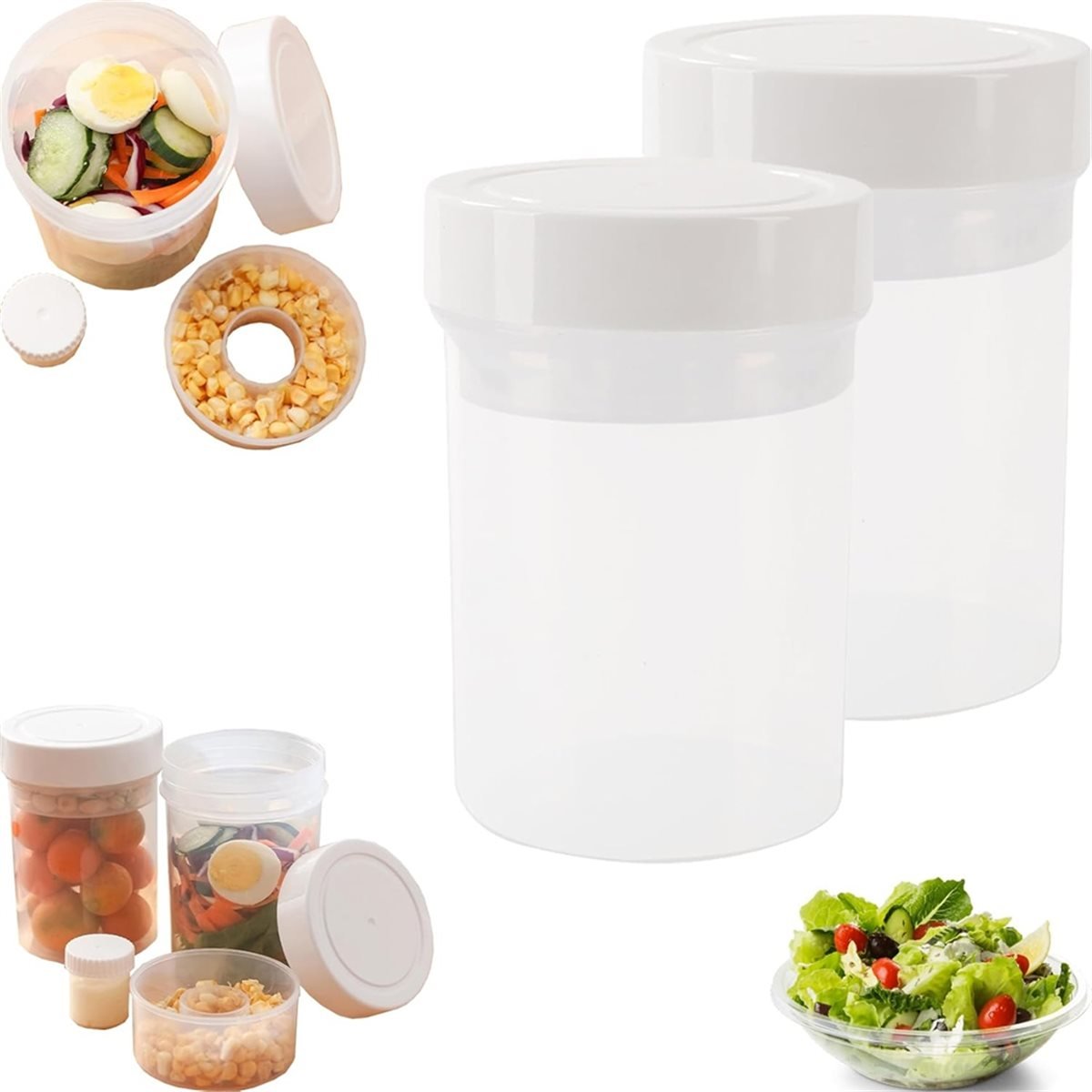 漏れ防止サラダジャー - 湿気/乾燥分離容器、3in1サラダ - Meal Prep Jar Salad のレビューと価格