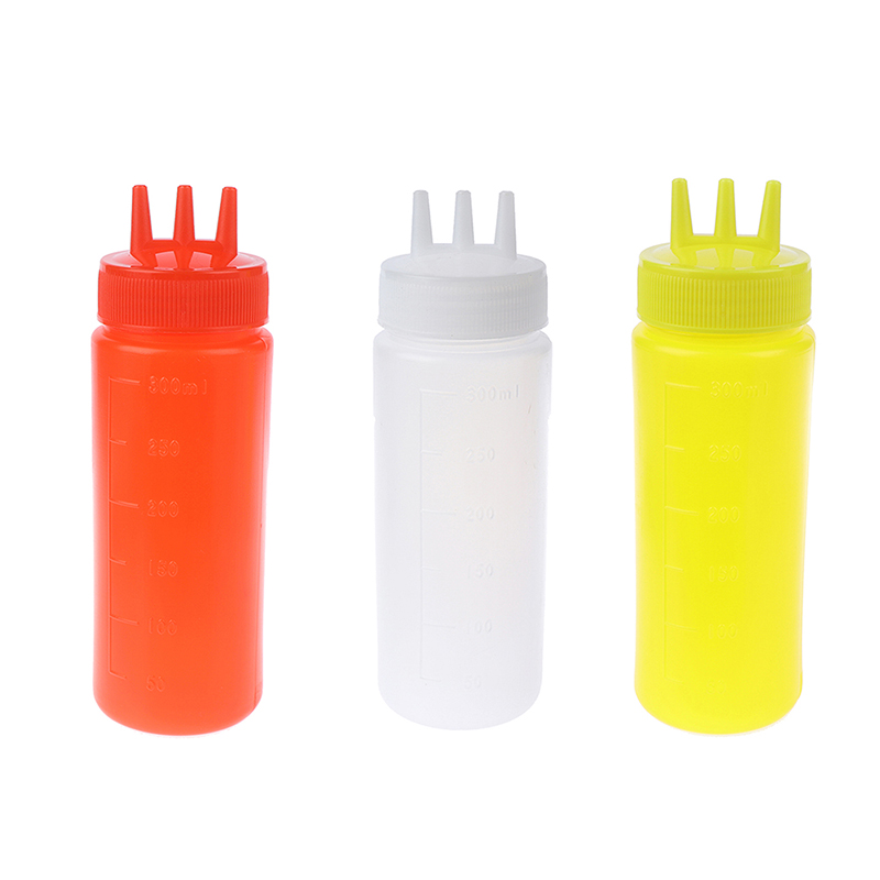 ソース、酢、オイル、ケチャップ、調味料ディスペンサー用の3穴 - Sauce Squeeze Bottle のレビューと価格