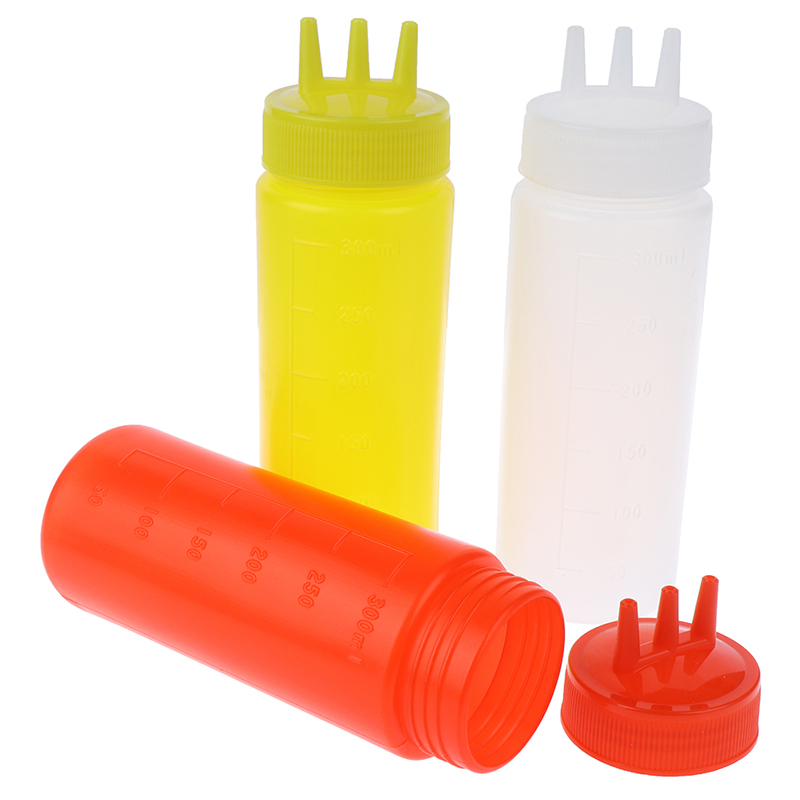 ソース、酢、オイル、ケチャップ、調味料ディスペンサー用の3穴 - Sauce Squeeze Bottle のレビューと価格