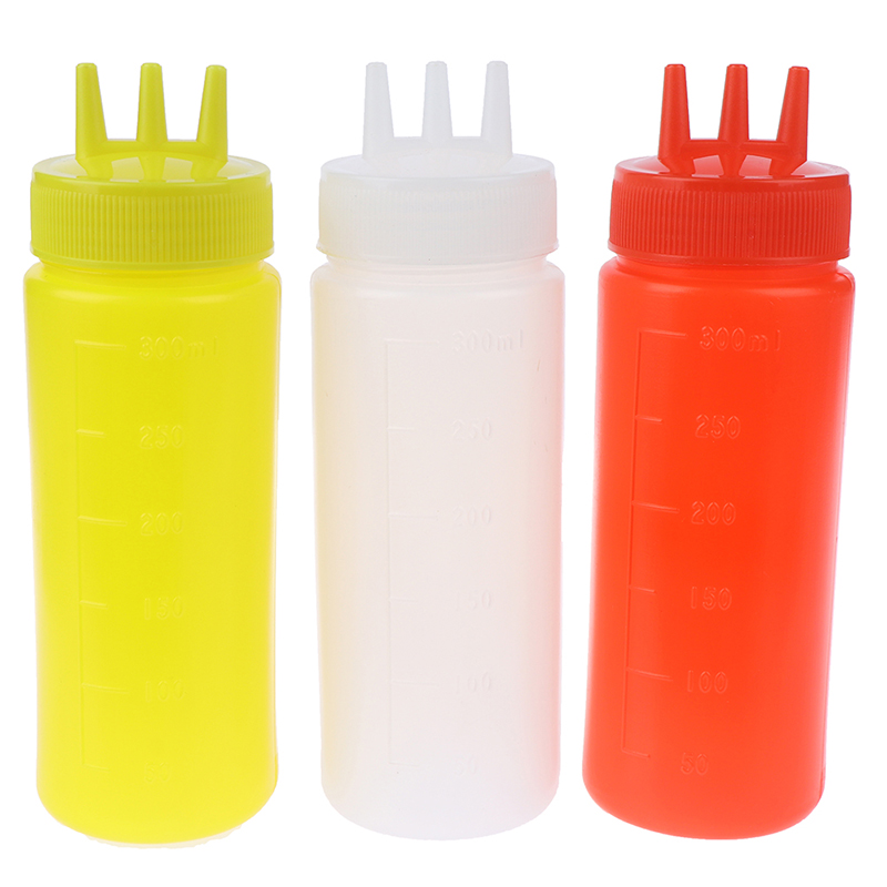 ソース、酢、オイル、ケチャップ、調味料ディスペンサー用の3穴 - Sauce Squeeze Bottle のレビューと価格