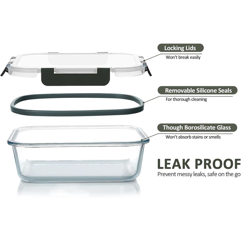 24個入りガラス製食品保存容器、スナップロック式蓋付き、気密 - Meal Prep Glass Containers With Lids のレビューと価格