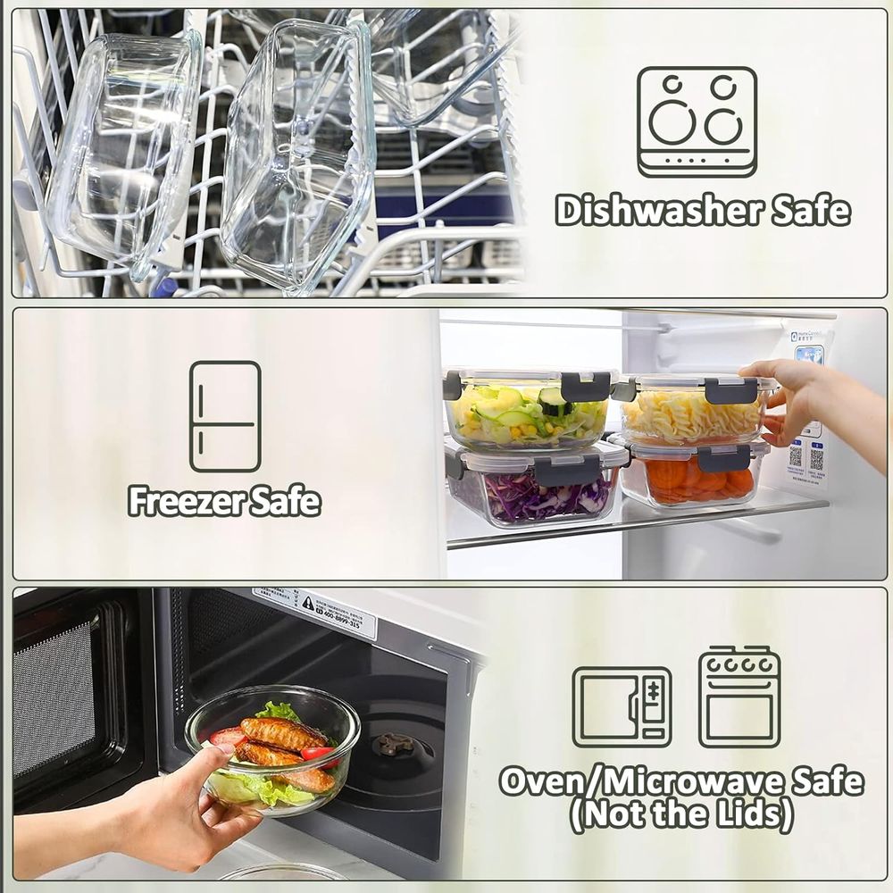 24個入りガラス製食品保存容器、スナップロック式蓋付き、気密 - Meal Prep Glass Containers With Lids のレビューと価格