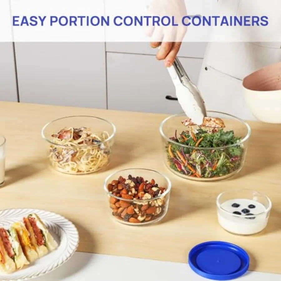 蓋付きガラスボウル4個セット（1カップ、2カップ、4カップ、 - Meal Prep Glass Containers With Lids のレビューと価格