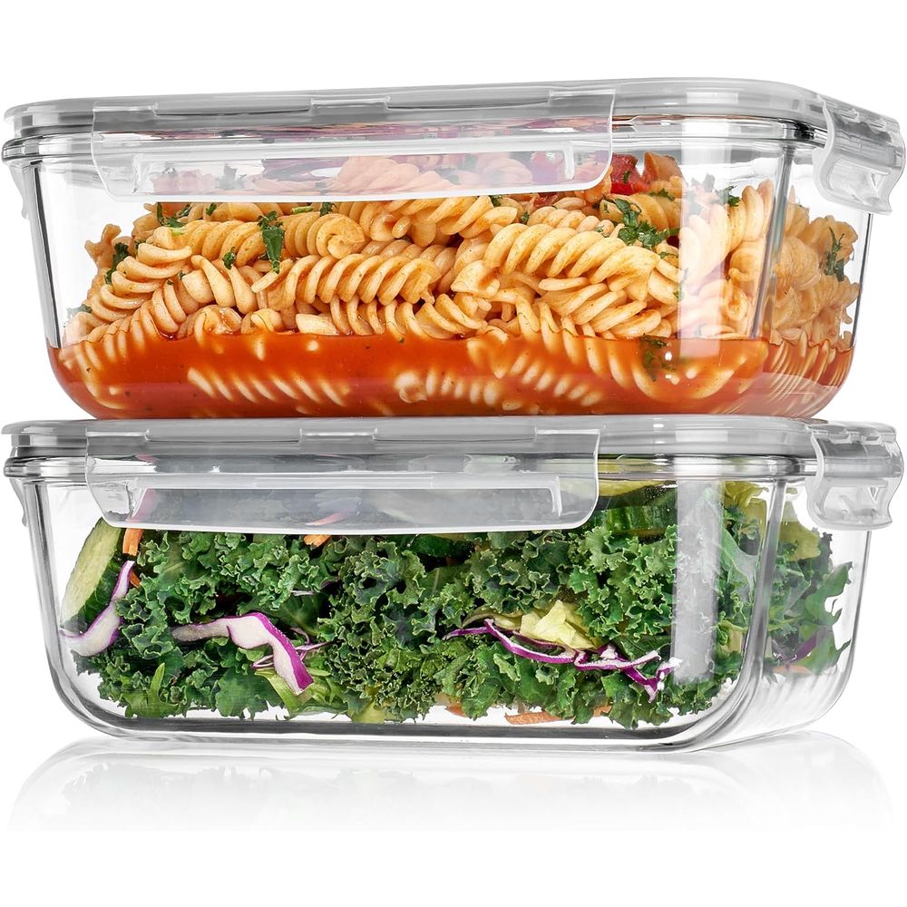 1860ml/63oz 大型ガラス保存容器 蓋付き、食事準備 - Meal Prep Glass Containers With Lids のレビューと価格