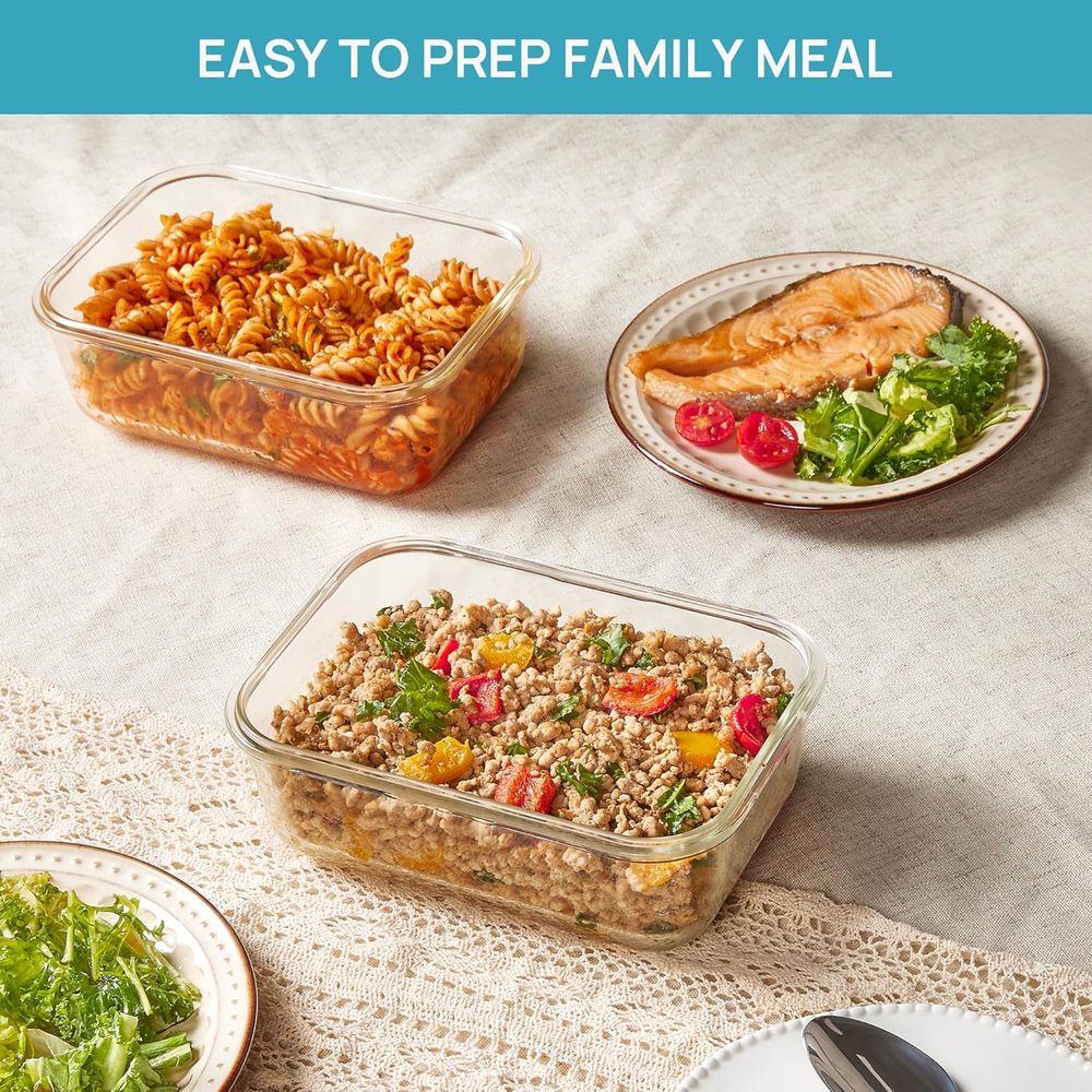 1860ml/63oz 大型ガラス保存容器 蓋付き、食事準備 - Meal Prep Glass Containers With Lids のレビューと価格