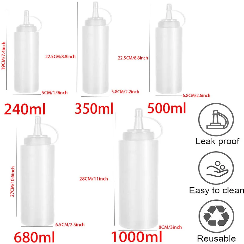 大型スクイーズ調味料ボトル ノズル付き ケチャップ マスター - Sauce Squeeze Bottle のレビューと価格