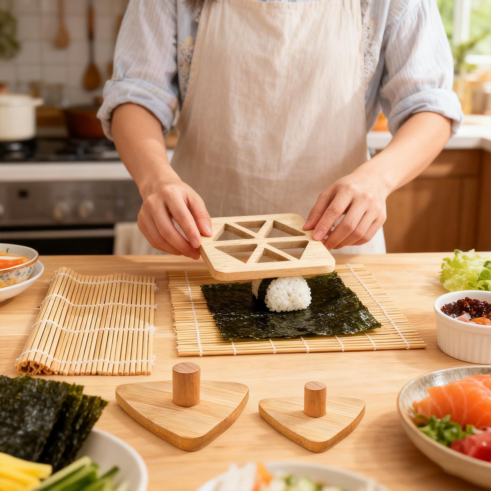 おにぎり型 クラシック木製 ノンスティック 寿司プレス 三角 - Meal Prep With Rice のレビューと価格