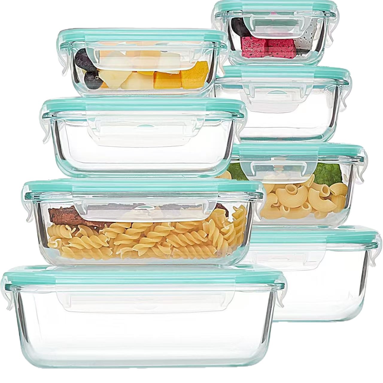 8点セットガラス製ランチ＆保存容器、蓋付きホウケイ酸ガラス弁 - Meal Prep Glass Containers With Lids のレビューと価格