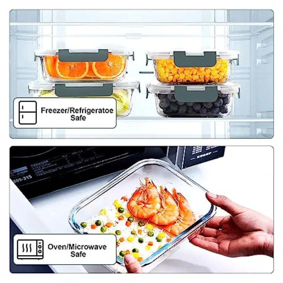 10個入りガラス製ミールプレップ容器、気密ガラス製ランチ容器 - Meal Prep Glass Containers With Lids のレビューと価格