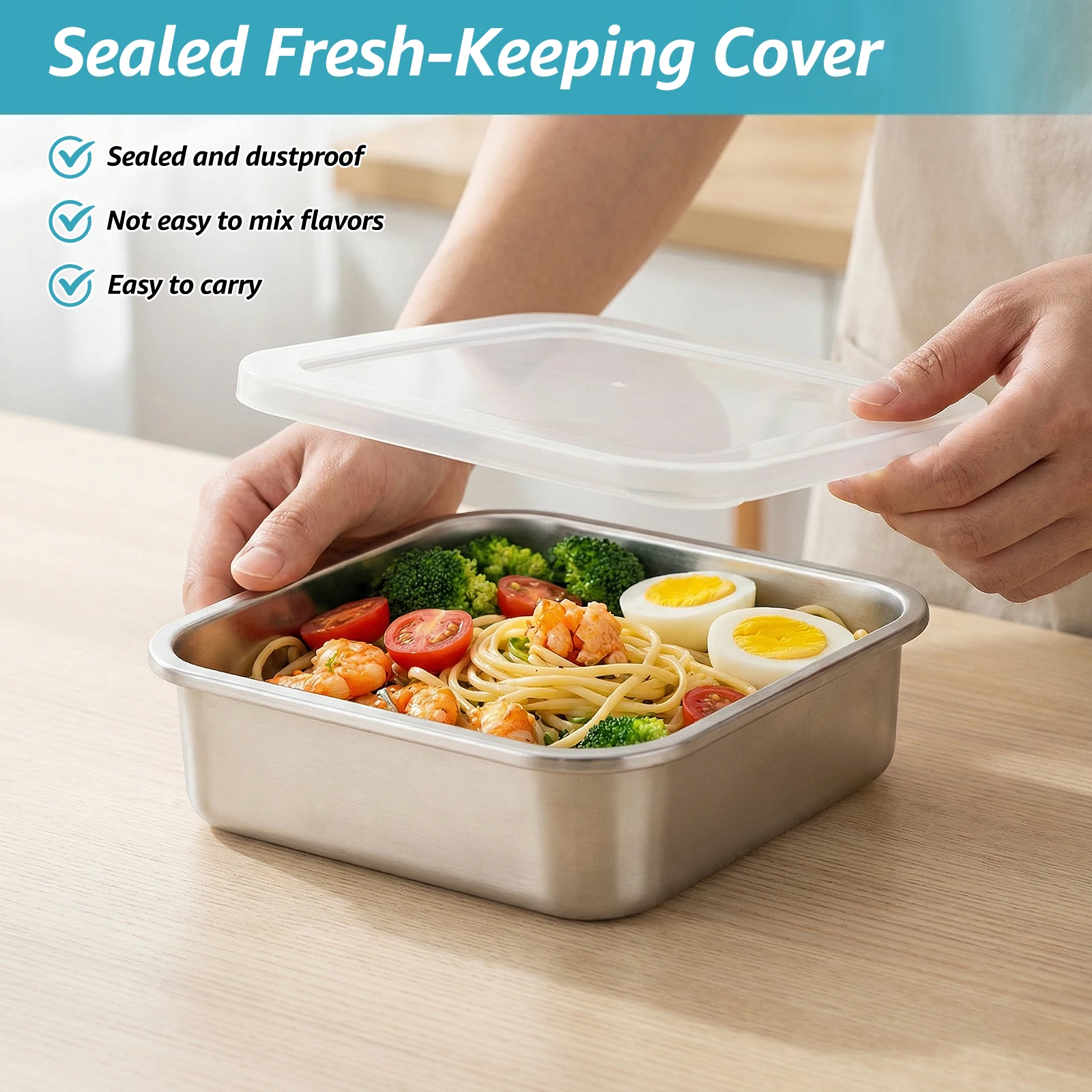 2 in 1ステンレス製フルーツ洗浄ボウル、蓋付き正方形ザル - Meal Prep With Rice のレビューと価格