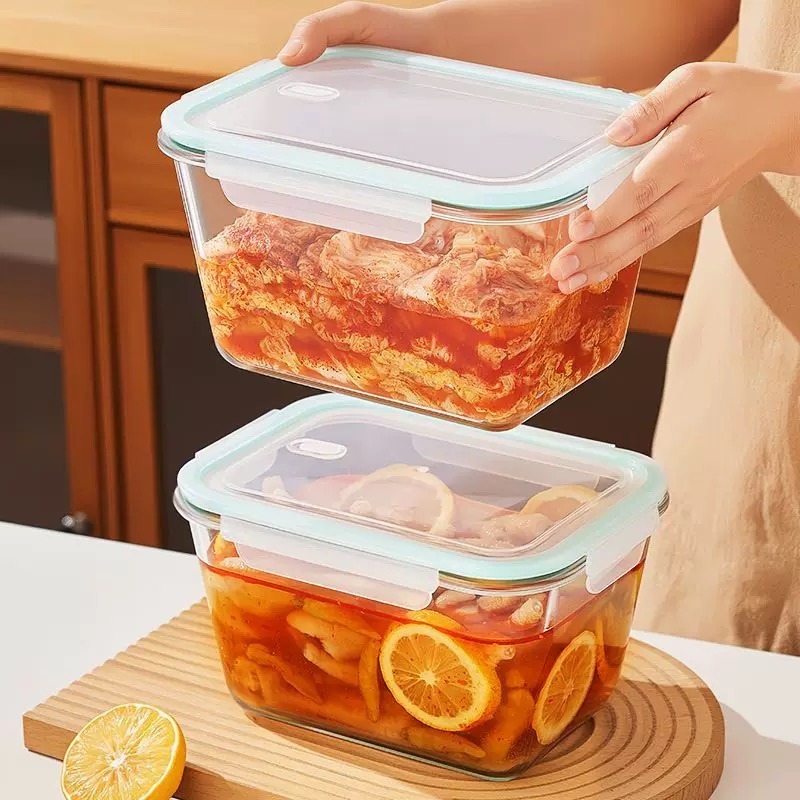 白い蓋付き高硼珪酸ガラス製保存容器、重ねて置ける漏れ防止大容 - Meal Prep Glass Containers With Lids のレビューと価格