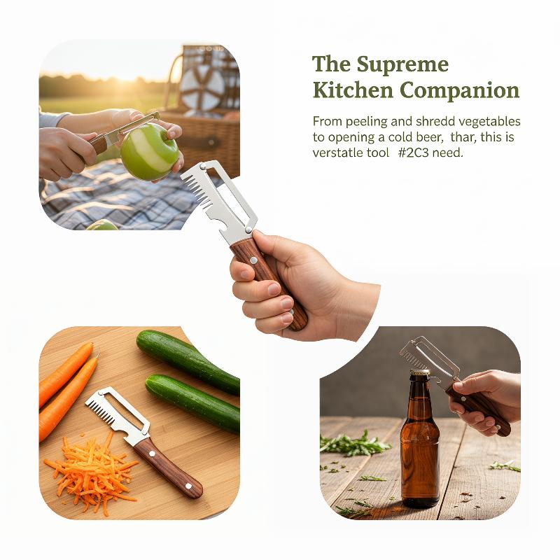 ステンレス製4-in-1野菜・果物・じゃがいもピーラー兼栓抜 - Meal Prep Potatoes のレビューと価格