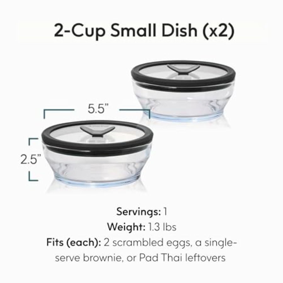 2個セット 2カップガラス食品保存容器セット ガラス蓋付き  - Meal Prep Glass Containers With Lids のレビューと価格