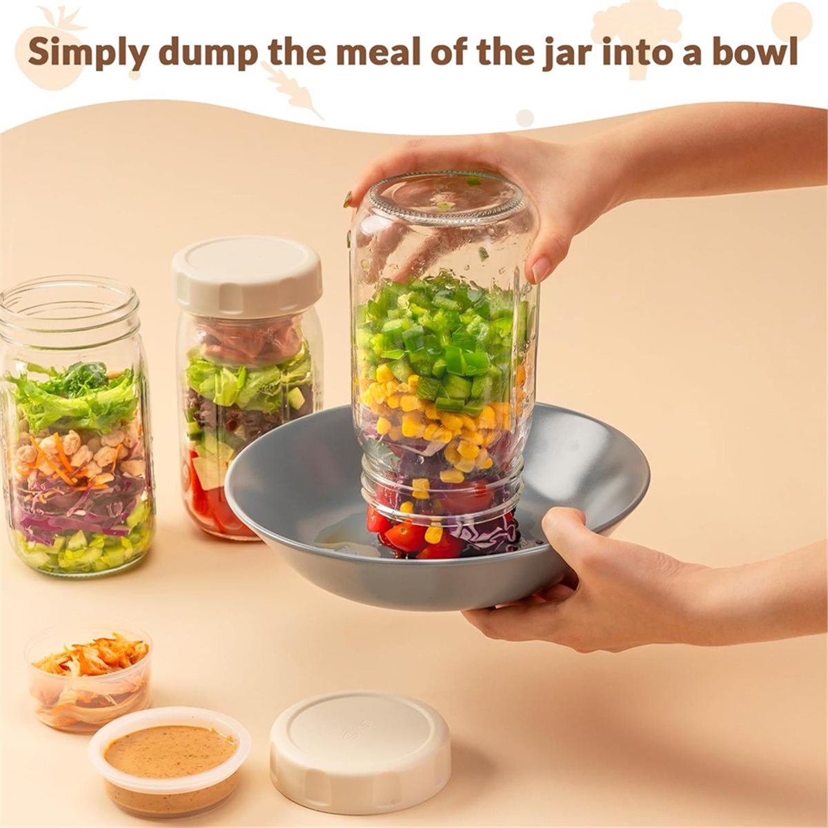 A67T 新型4個セットガラス製サラダジャー 蓋付き、食事準 - Meal Prep Jar Salad のレビューと価格