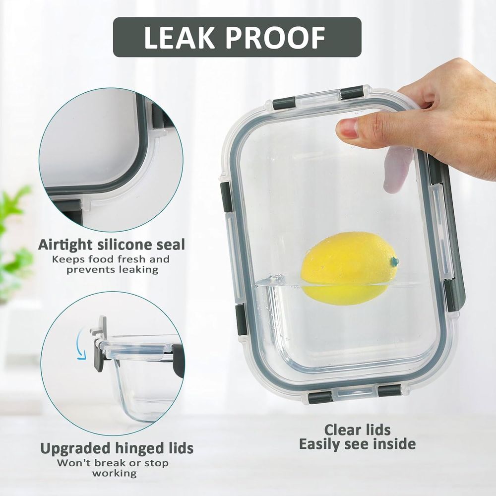 8個セット、30オンスガラス製ミールプレップ容器、蓋付き気密 - Meal Prep Glass Containers With Lids のレビューと価格