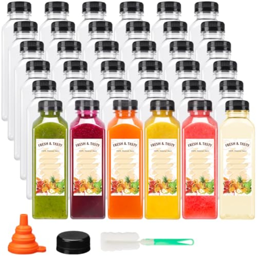 202636個入り 16オンス 空のプラスチック製ジュースボ - Meal Prep Juice Bottles のレビューと価格