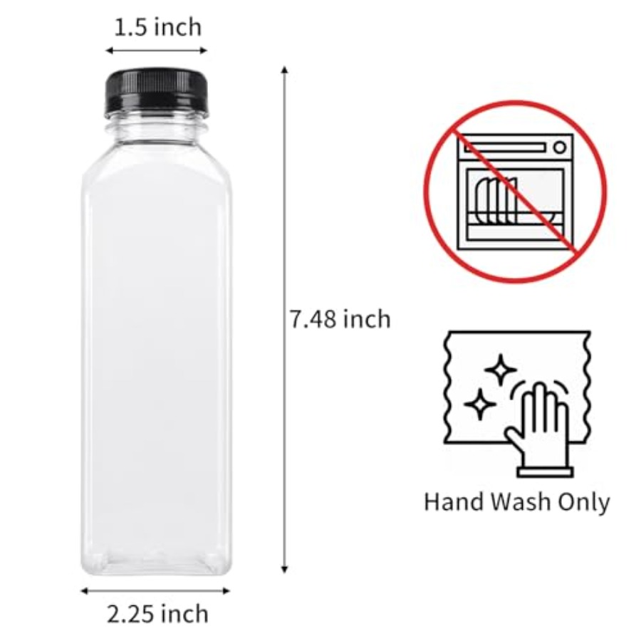 202636個入り 16オンス 空のプラスチック製ジュースボ - Meal Prep Juice Bottles のレビューと価格