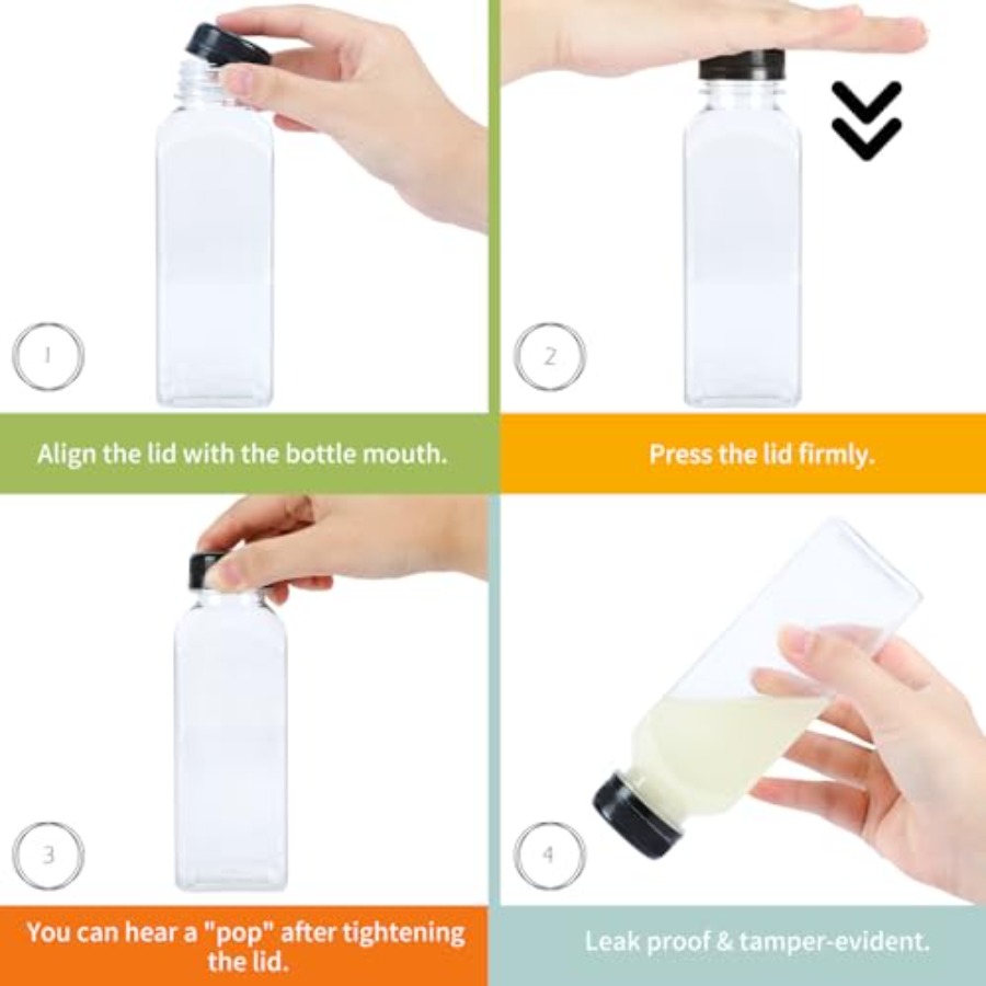 202636個入り 16オンス 空のプラスチック製ジュースボ - Meal Prep Juice Bottles のレビューと価格