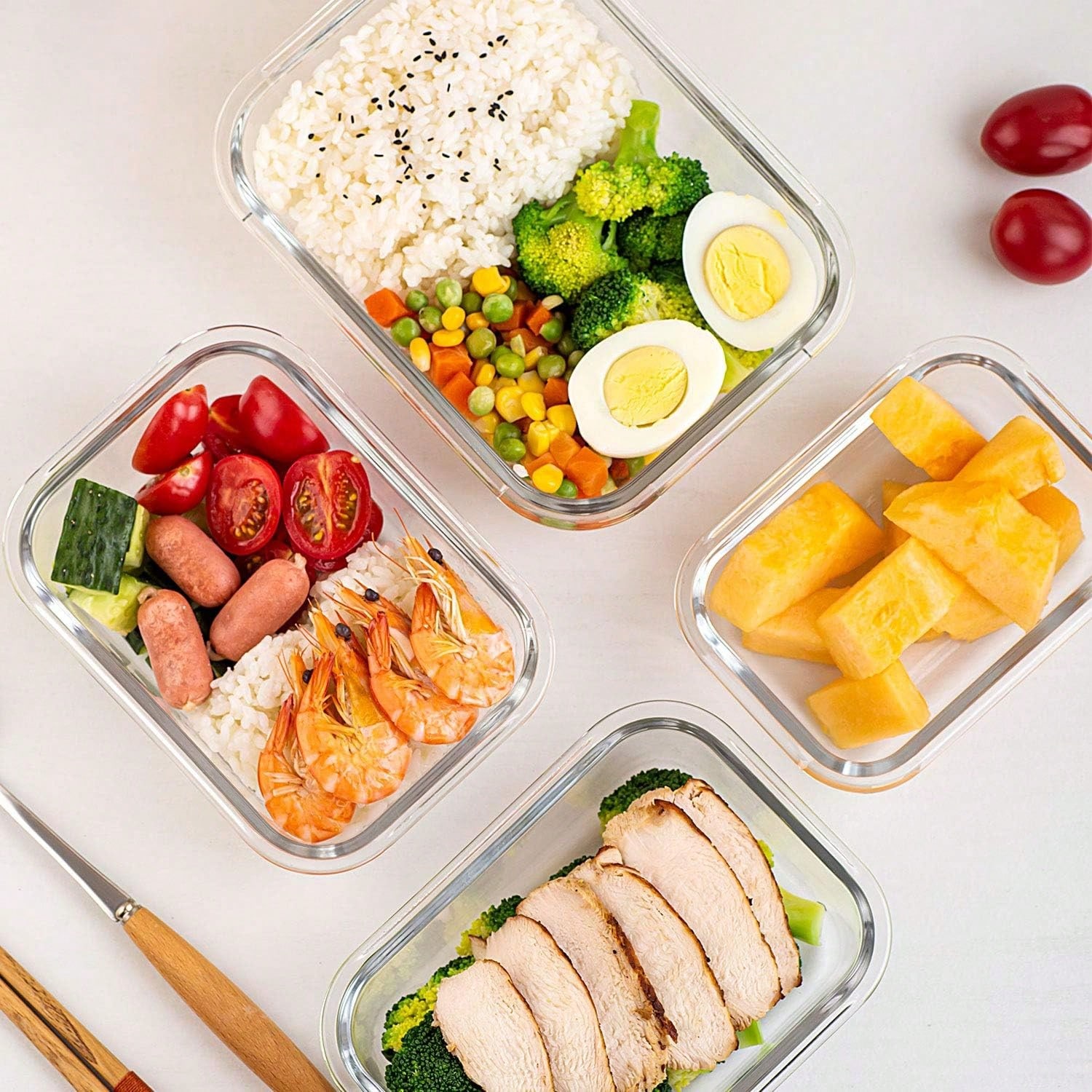 10個入りガラス製ミールプレップ容器、蓋付き食品保存容器、気 - Meal Prep Glass Containers With Lids のレビューと価格