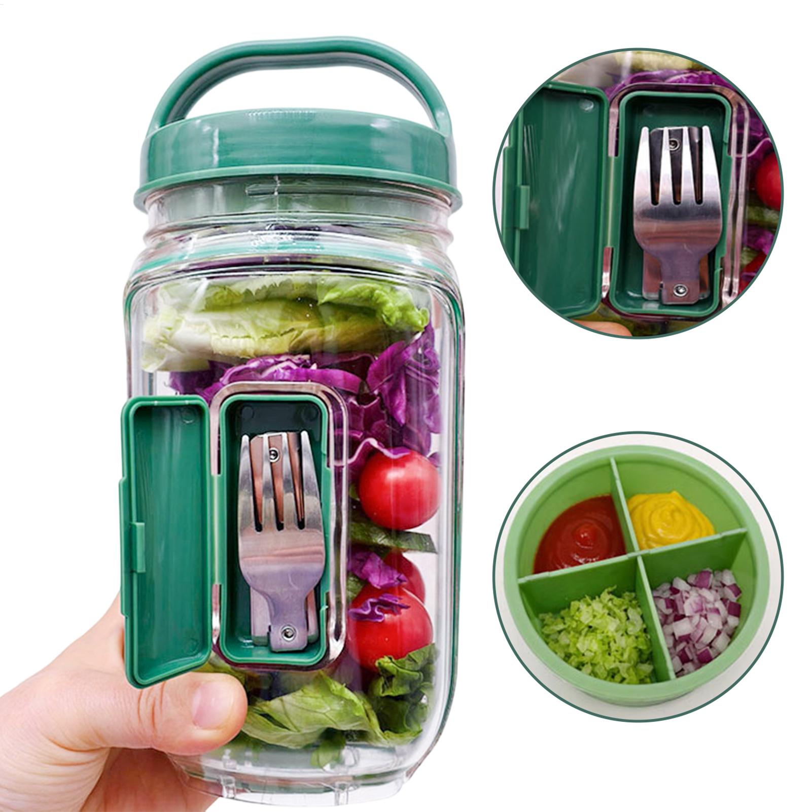 1000ml漏れ防止サラダ容器、サイドオープン式サラダジャー - Meal Prep Jar Salad のレビューと価格