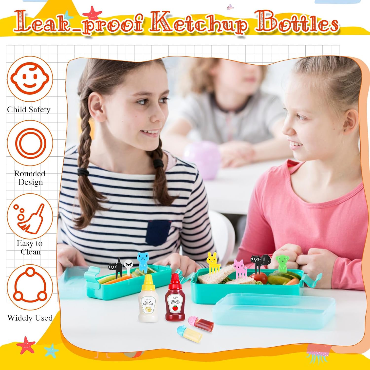 子供用弁当箱アクセサリー、フルーツフォーク、フードピック、ミ - Sauce Squeeze Bottle のレビューと価格