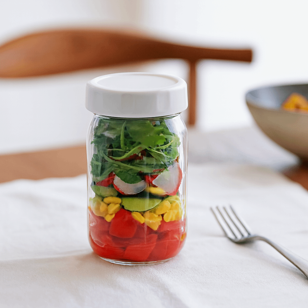 4個セット 32オンス ガラス製サラダジャー 目盛り付き ソ - Meal Prep Jar Salad のレビューと価格