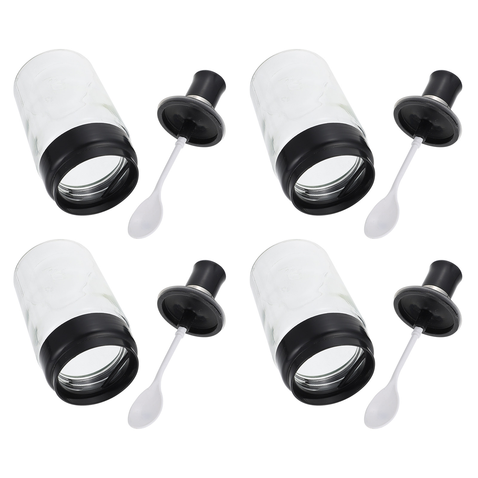 4個入りガラス製スパイスジャー、スプーン付き蓋、気密調味料容 - Meal Prep Glass Containers With Lids のレビューと価格