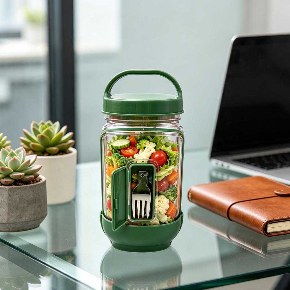 漏れ防止サイドオープンサラダジャー、ドレッシングコンパートメ - Meal Prep Jar Salad のレビューと価格