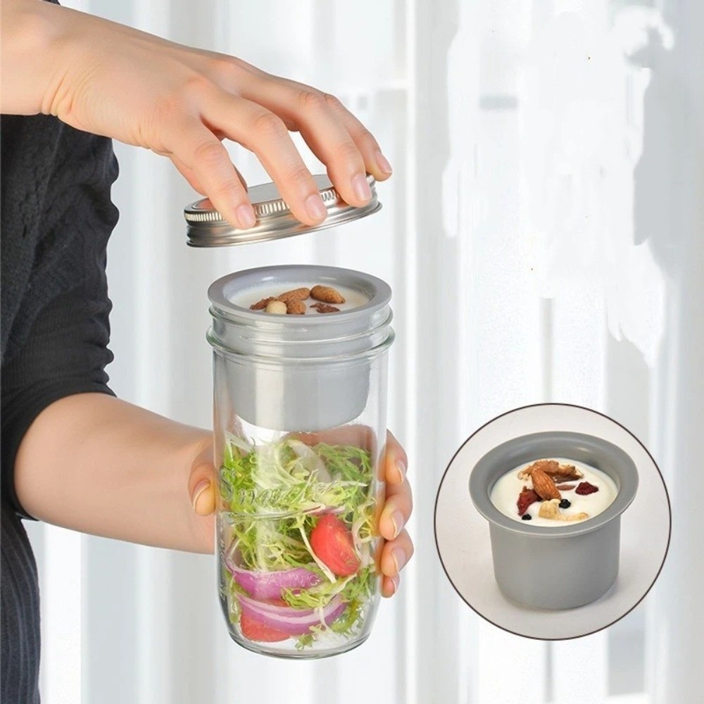 16/24オンス サラダガラスジャー 広口 ソースカップ付き - Meal Prep Jar Salad のレビューと価格