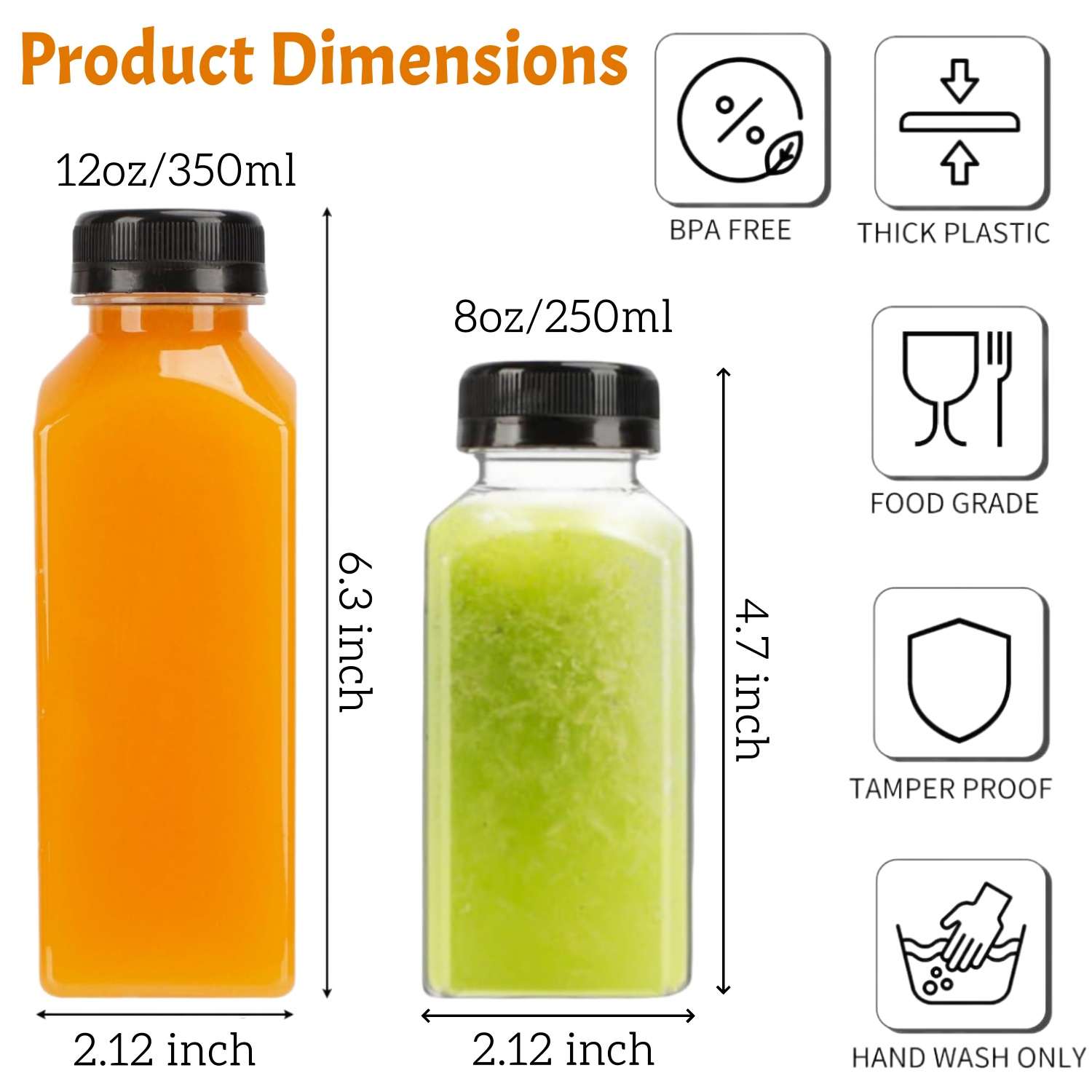 20-80個のプラスチックジュースボトル8/12オンスの再利 - Meal Prep Juice Bottles のレビューと価格
