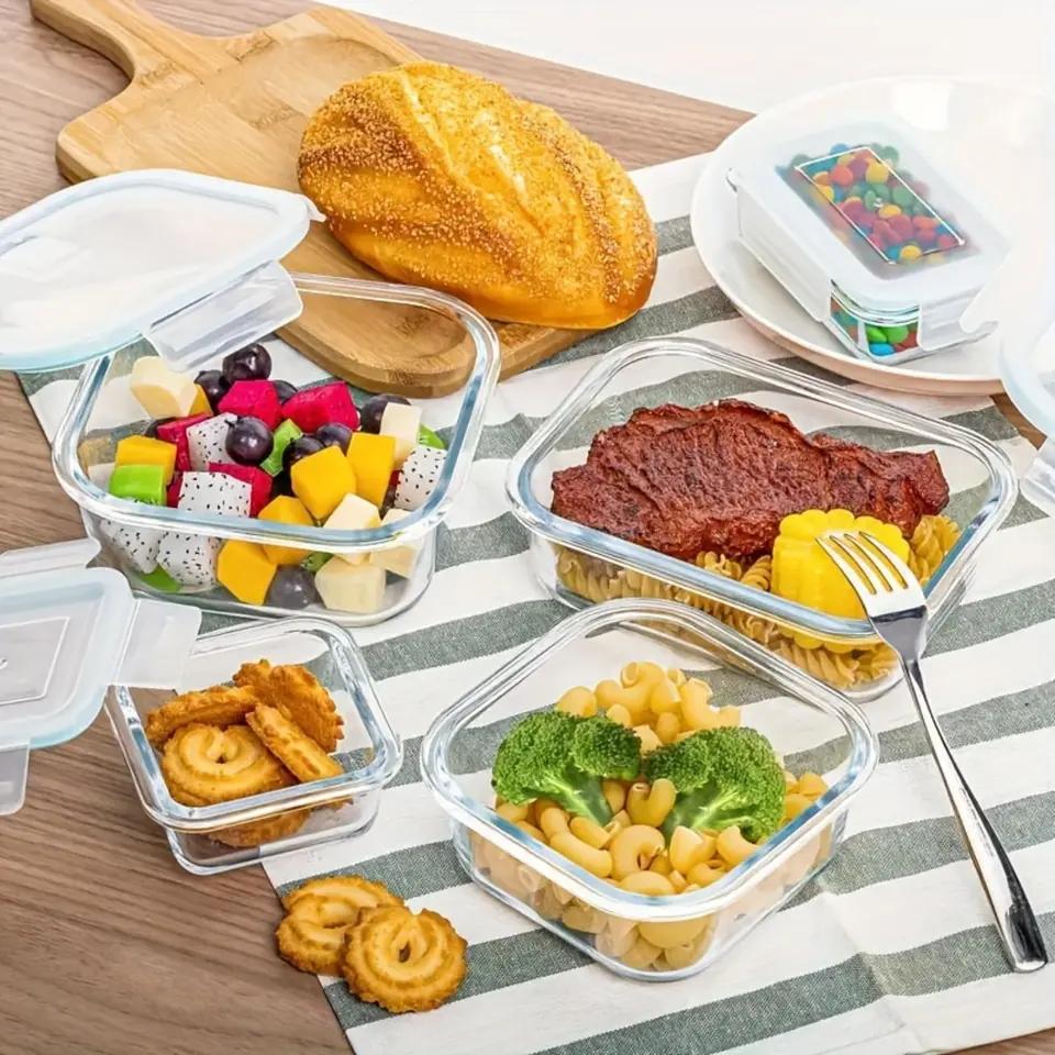 8個入り ホウケイ酸ガラス製食品保存容器 気密性のある漏れ防 - Meal Prep Glass Containers With Lids のレビューと価格