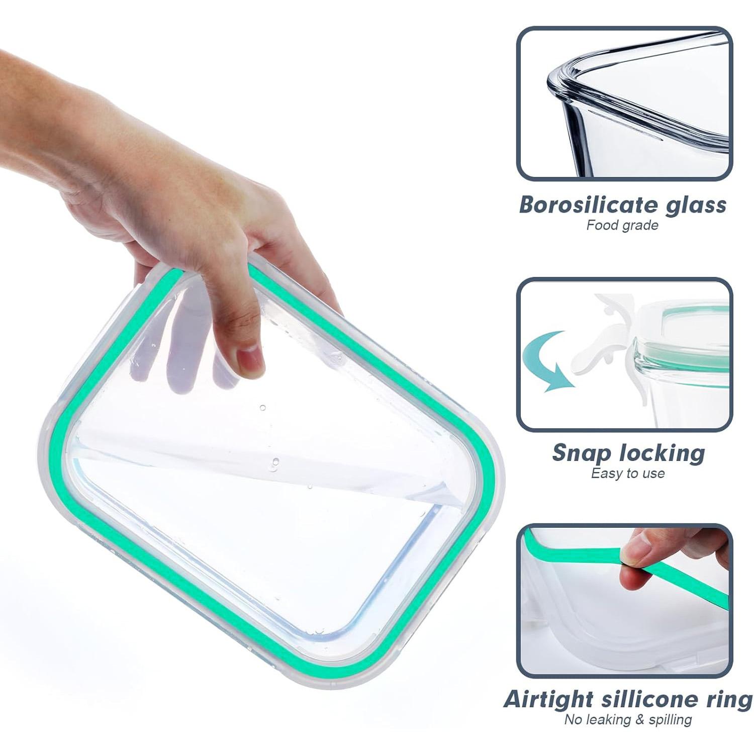 8個入り ホウケイ酸ガラス製食品保存容器 気密性のある漏れ防 - Meal Prep Glass Containers With Lids のレビューと価格