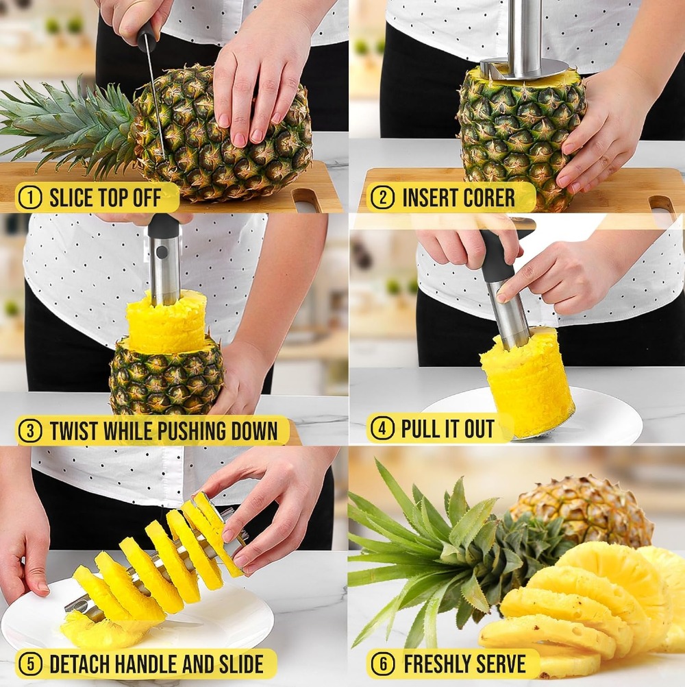 ステンレス製パイナップルコアラー＆スライサー – 人間工学に - Pineapple Corer Slicer のレビューと価格